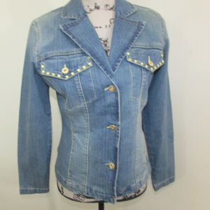 Bandolinoblu Denim Jacket Womens Small Fitted